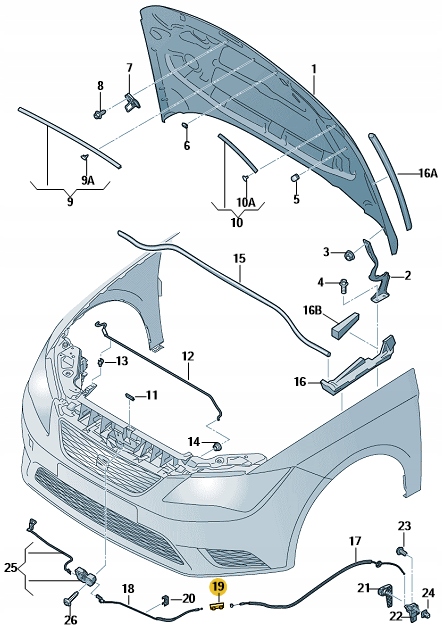 фото №13, Кронштейн трос замка капот vw seat skoda оригинал 5n0823411a
