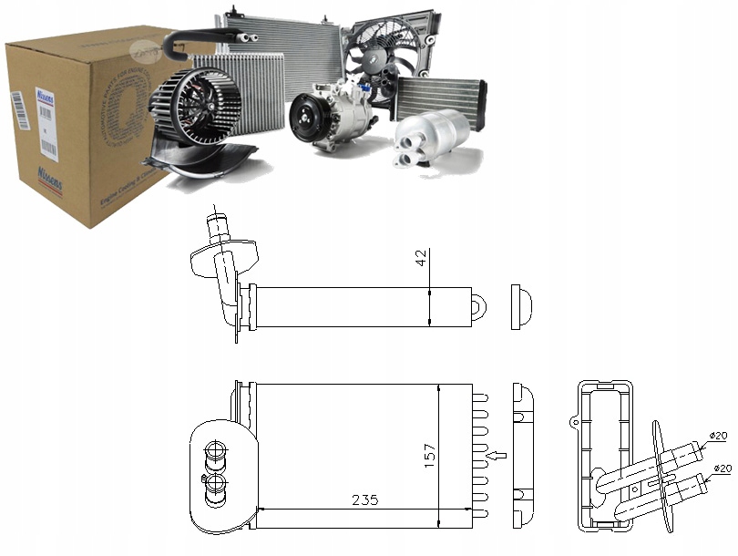 фото №1, Обігрівач 234x157x42 vw transporter iv 1.8-2.8