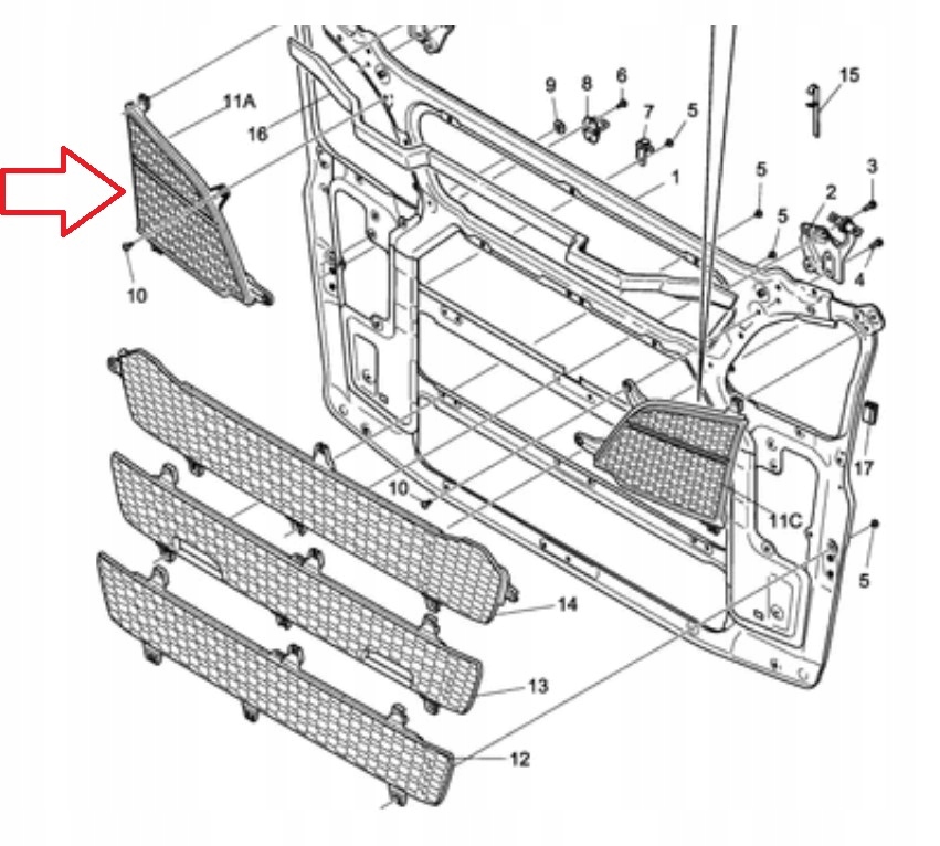 фото №2, Решётка сетка решётка верхний правая scania s r g p l 2017-
