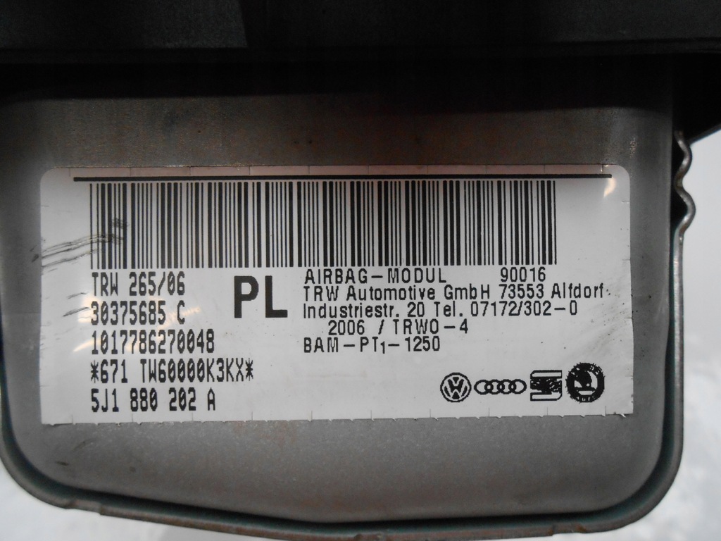 фото №10, Skoda roomster подушка безопасности подушка пассажира 5j1880202a 5j1880204