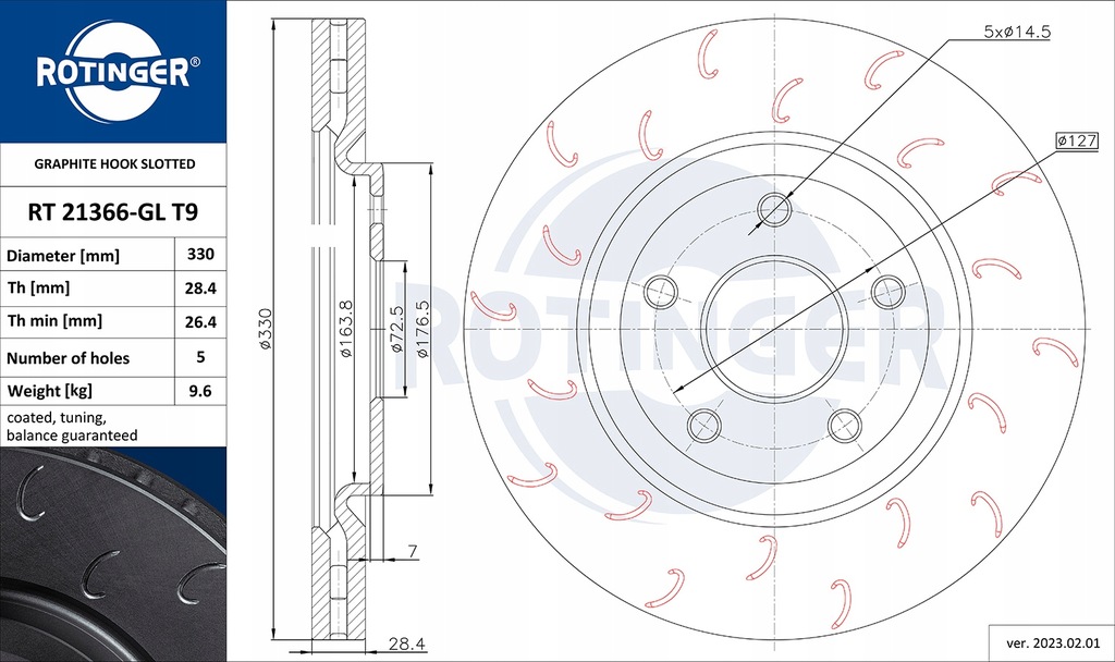 фото №2, Тормозные диски rotinger + тормозные колодки fiat freemont 330mm