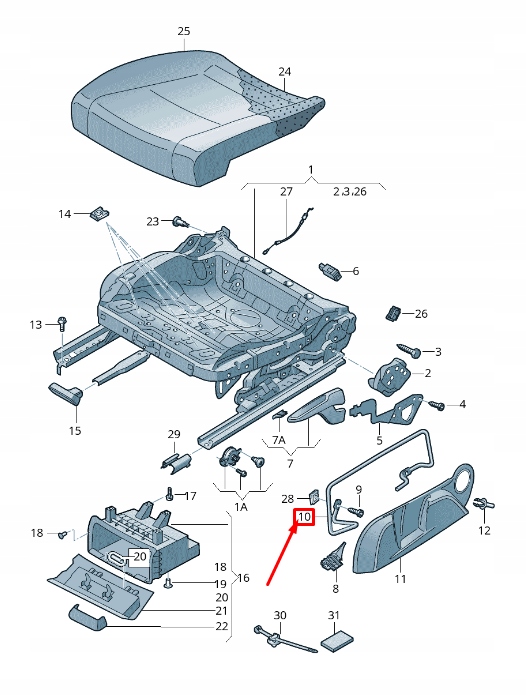 фото №1, Audi rs3 передня частина правий seat frame trim панель retaining bar 8v0881560b