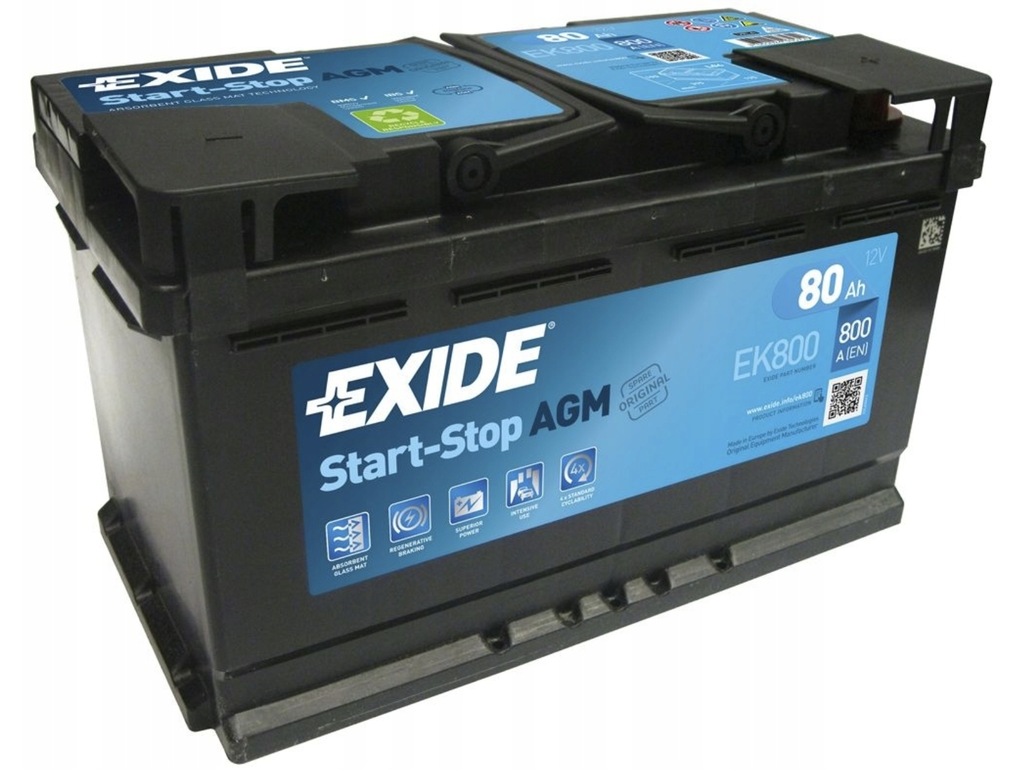 фото №1, Акумулятор exide agm 80ah 800a ek800