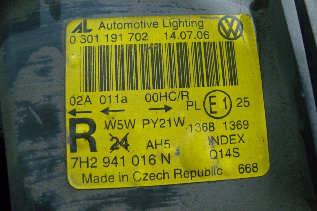 фото №6, Лампа правый перед rhd vw transporter t5 03-09