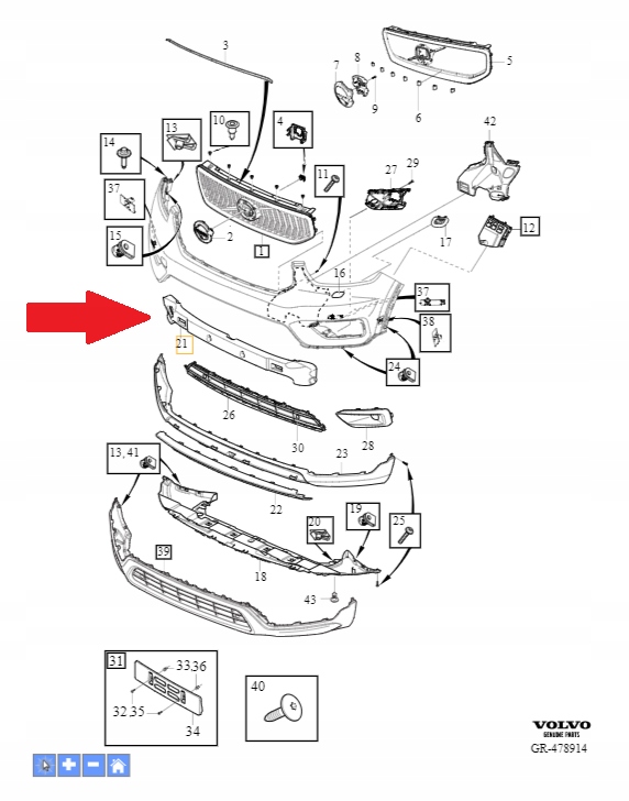 фото №1, Абсорбер бампера volvo xc40 оригінальний номер 31449345