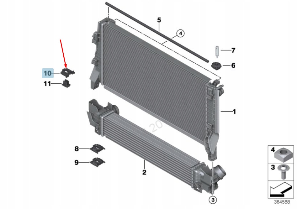 фото №1, Bmw 2 f45 охолоджуюча рідина радіатор left сторона кронштейн 17118617884 8617884 original