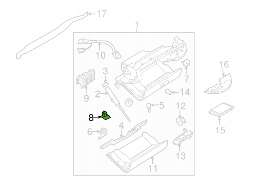 фото №8, Porsche cayman 987 адаптер амортизатора бардачка na перчатки новый orygina