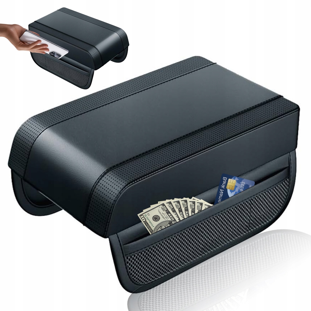 фото №14, М'яка подушка накладка na підлокітник з бардачок - czarna піна memory