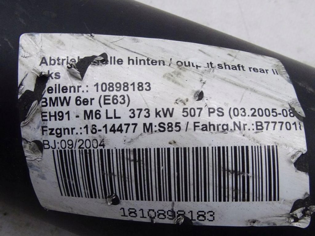 фото №6, Bmw 6 e63 m6 5.0 s85 05-10 wał приводной оригинал 2282980