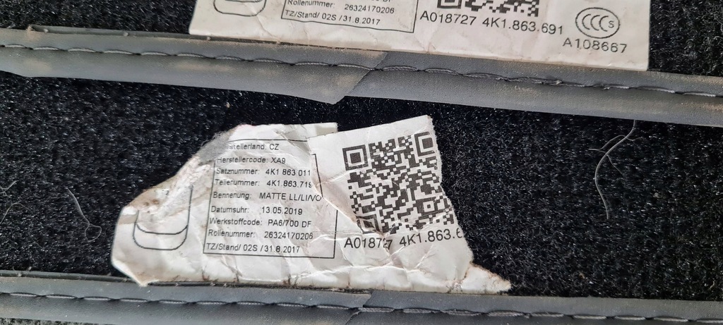 фото №12, A7 c8 4k коврик коврики тканевый перед задняя комплект 4k1863691