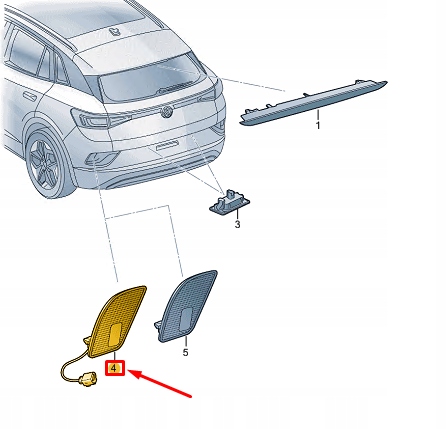фото №1, Vw id.4 e21 rear left бампер отражатель 11e945701