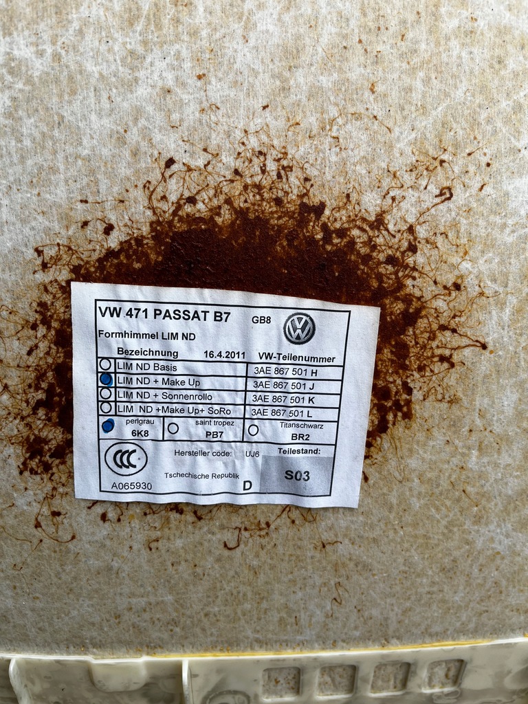 фото №5, Потолок vw passat b7 sedan 3ae867501j