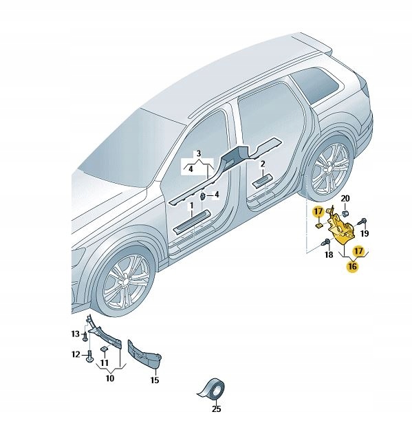 Купить Спойлер нижний подкрылок задняя правый  audi q7 4m aso