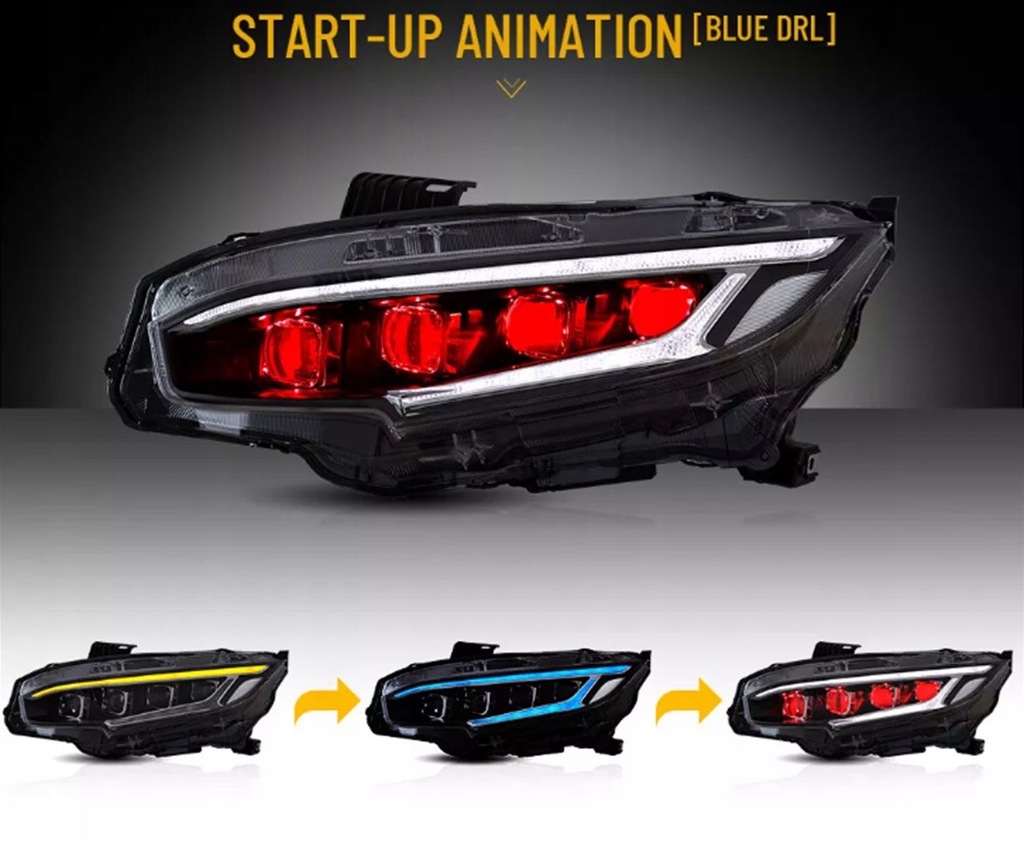 фото №4, Фара правый левый перед led honda civic 16-21