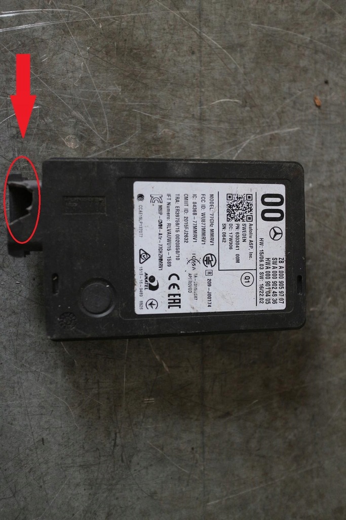 фото №1, Радар датчик mercedes w205 w213 a0009059707