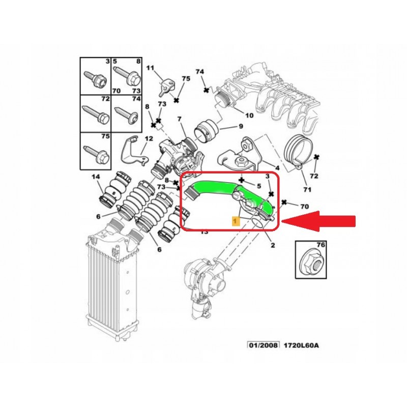 фото №6, Шланг інтеркулер renault laguna 1,5 07-15