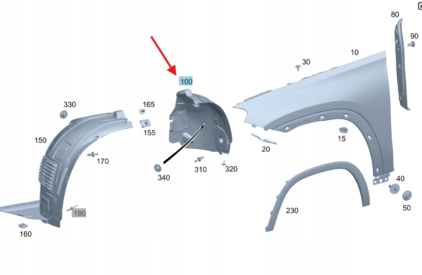 фото №1, Подкрылок левый перед mercedes gle w167 оригинальный номер a1676900612