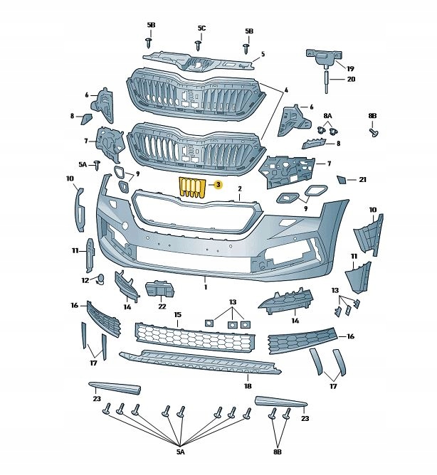 фото №2, Заглушка заслонка радара решетка перед skoda scala