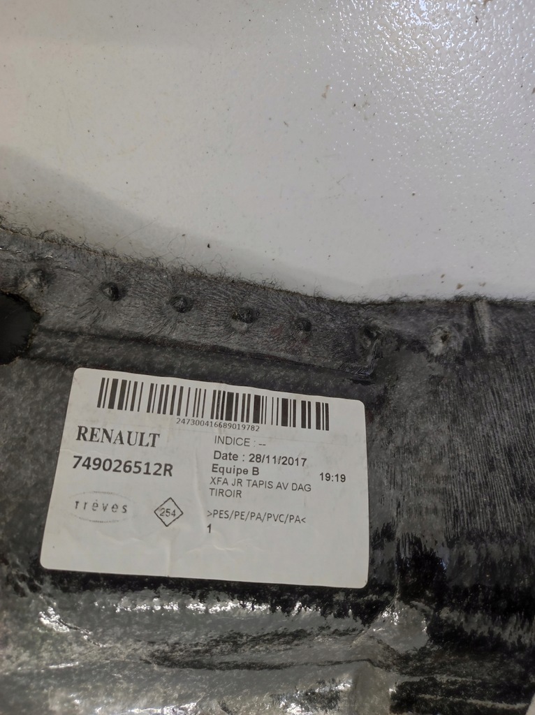 фото №6, Килимок обшивка підлога eu перед renault scenic iv 4