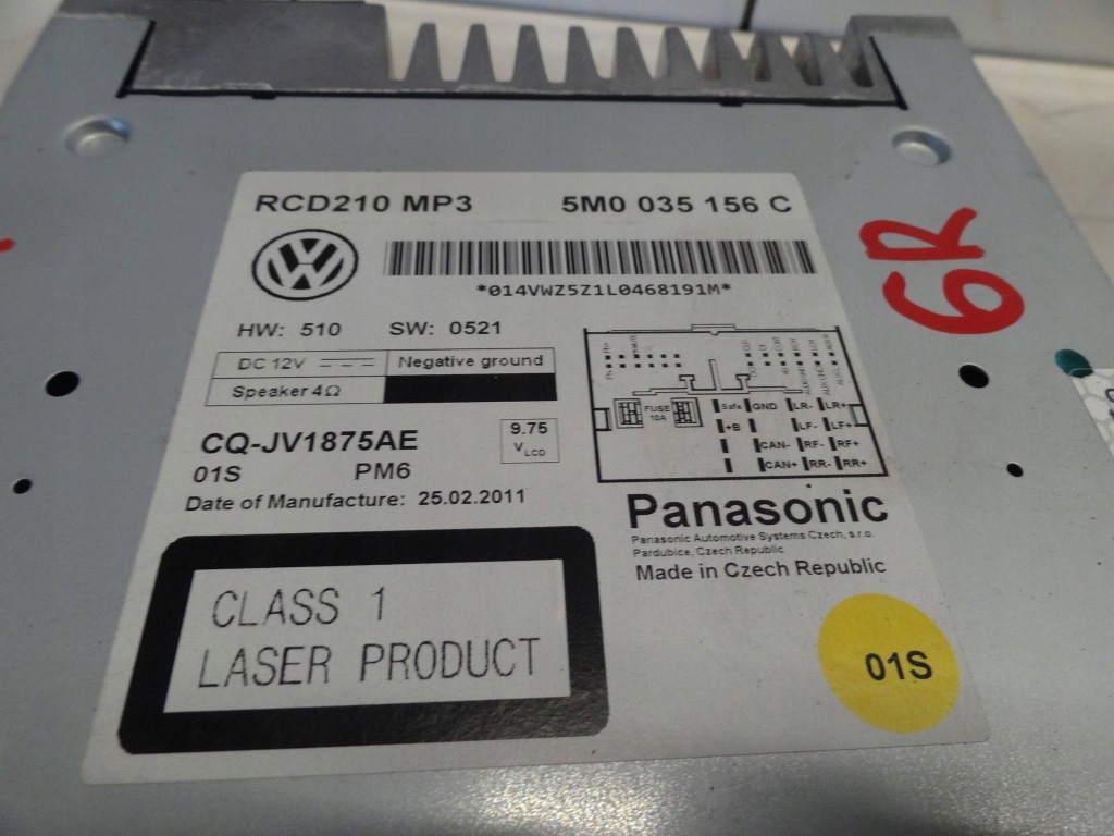 фото №3, Vw polo 6r v 2011 радио радиопроигрыватель rcd210 mp3 5m0035156c отсутствует код