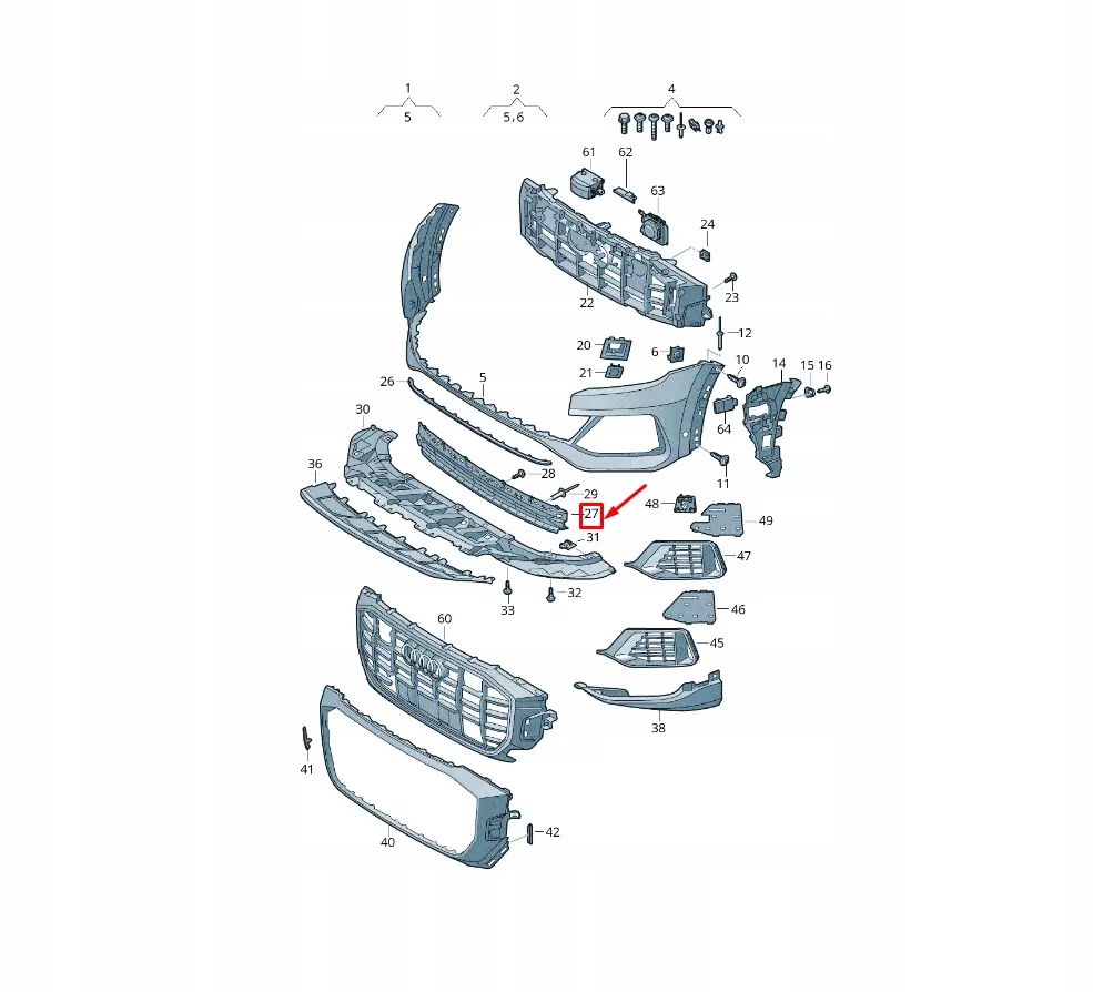 фото №8, Audi q8 4mn передняя часть lower центральный решётка 4m8807647c9b9 4m8807647c 9b9