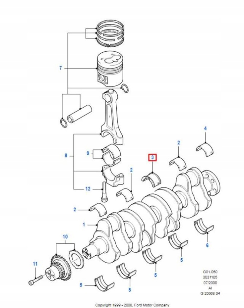 Вкладиш вала ford mondeo mk3 2.0 2.2 tdci Оригінал