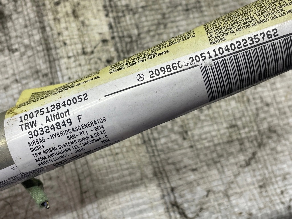 фото №7, Mercedes clk w209 шторка безпеки подушка безпеки права a2098600205