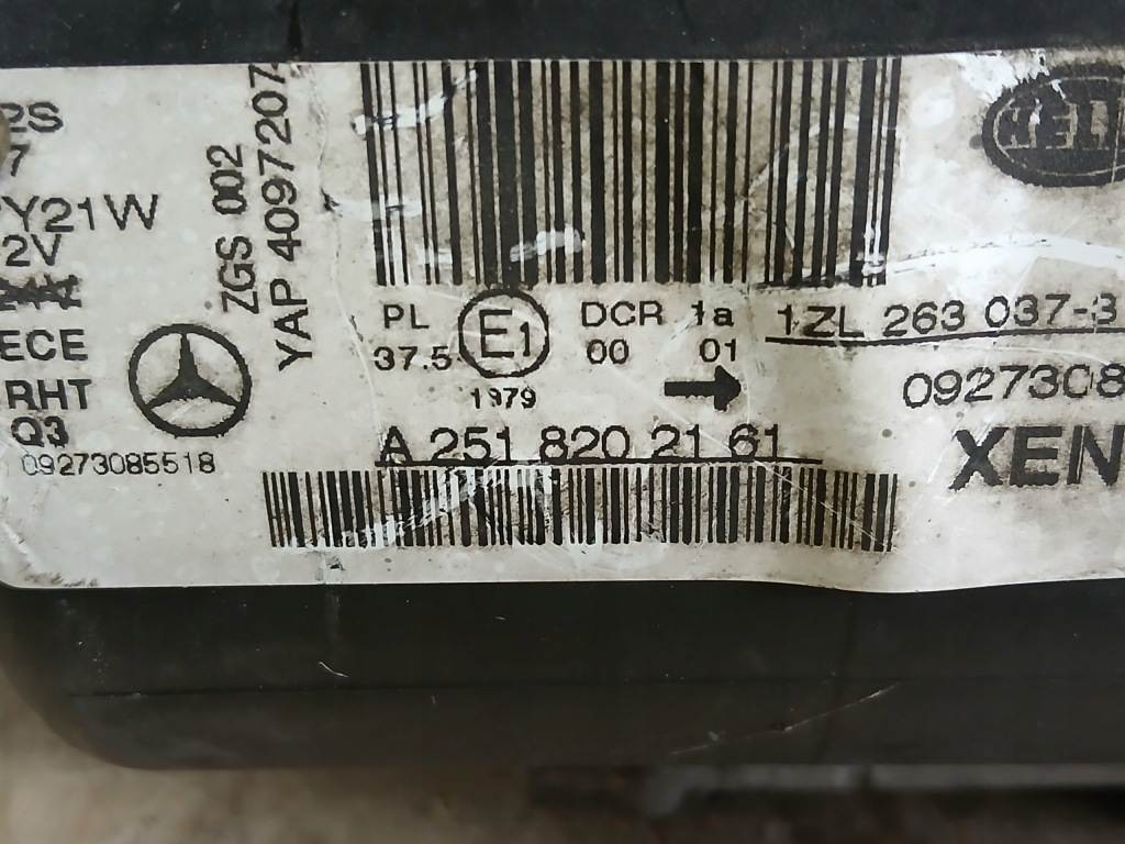 Лампа перед ліва mercedes r klasa ww251 ксенон a2518202161 Оригінал