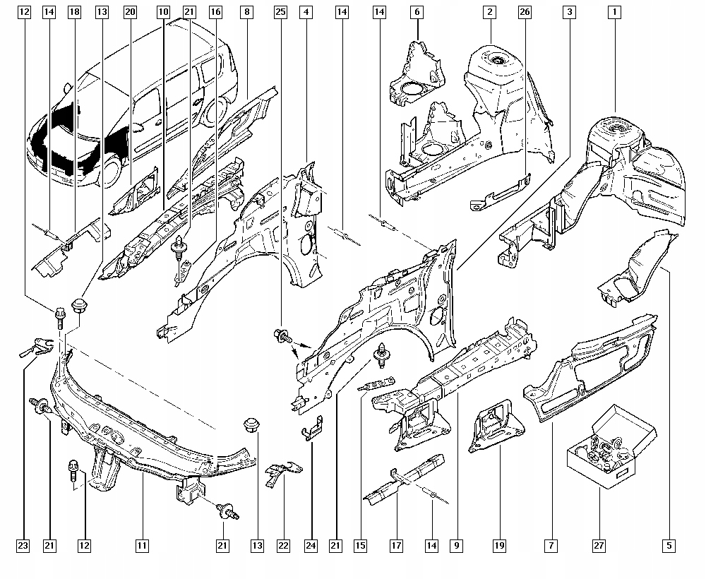 фото №3, Новый оригинальный кронштейн рамы поперечина перед renault espace iv оригинальный номер 8200122114