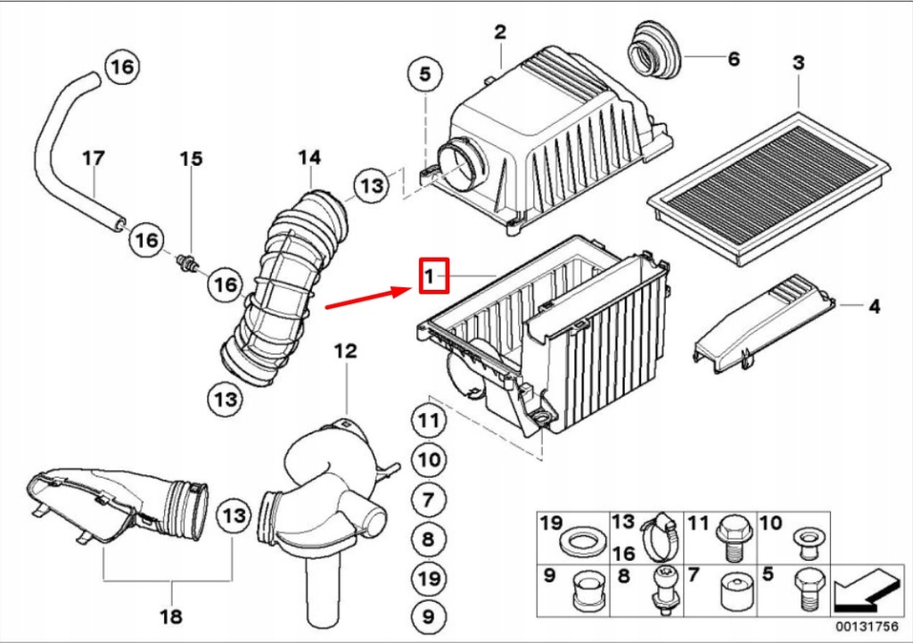 Mini cooper s r53 корпус глушника впускний 13721491741 оригінальна в Україні