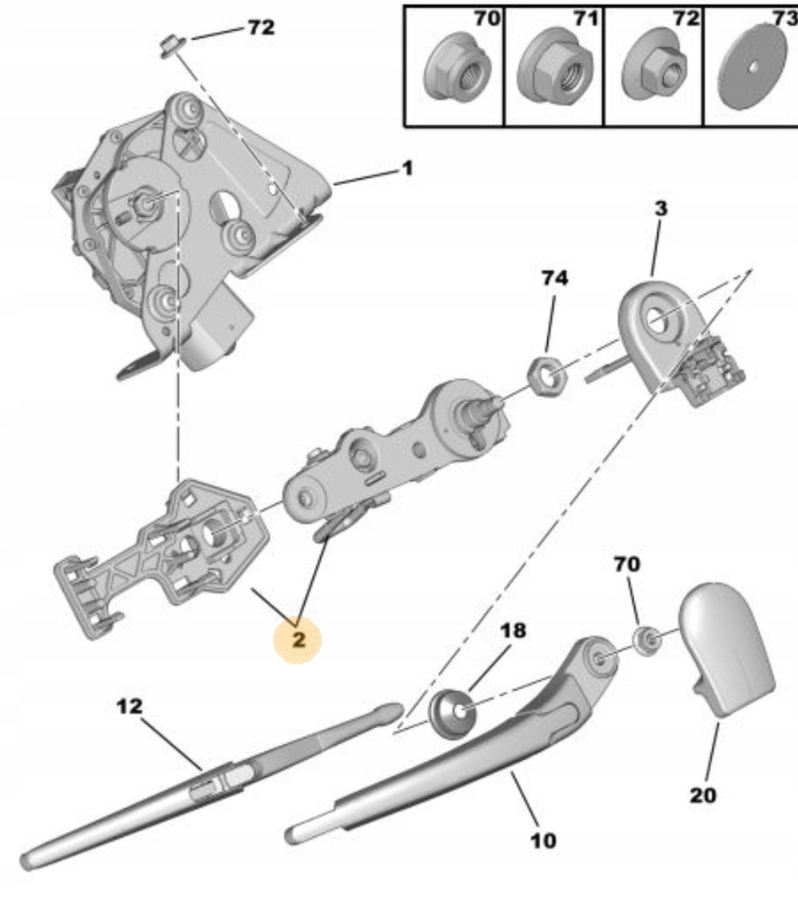 фото №5, Механізм кронштейн двірники скло задня задній peugeot 407 kombi 6405z1