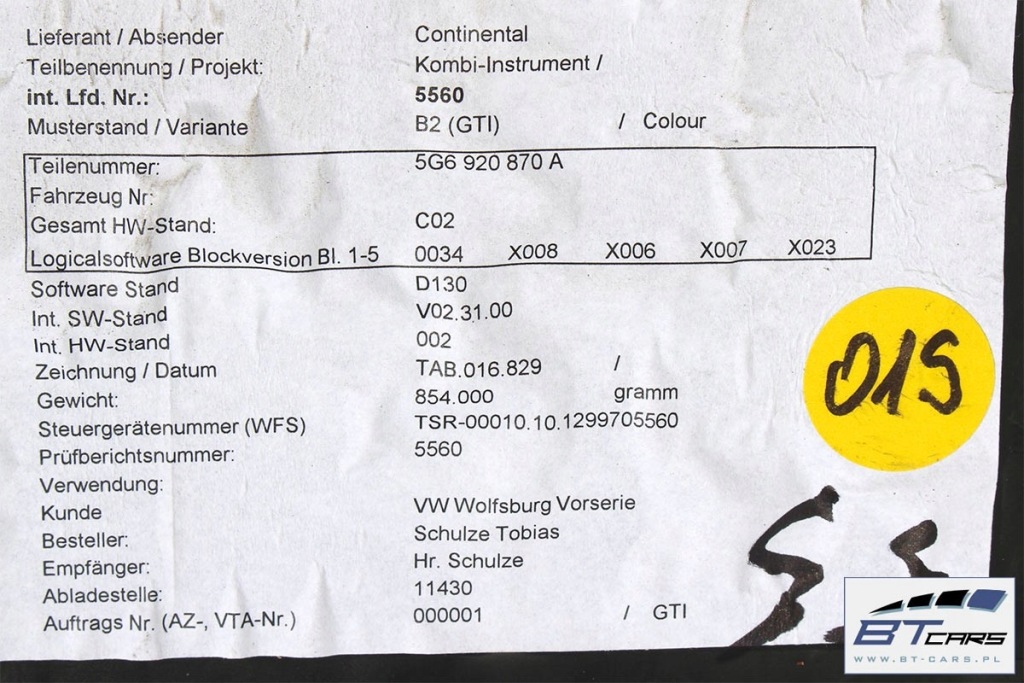 фото №6, Vw golf 7 vii приборы приборы дизель 5g6920870a 5g6 920 870 a приборная панель счетчик