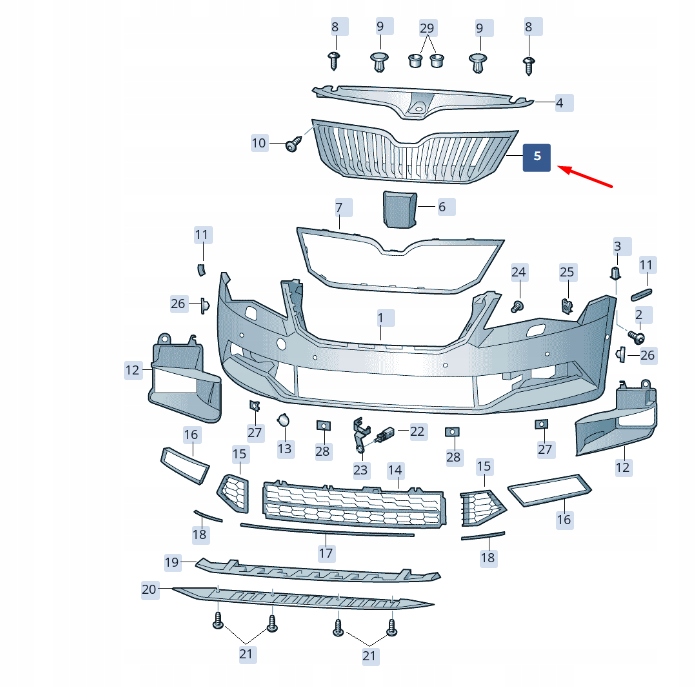 фото №10, Skoda superb mk3 радиатор решётка 3v0853653zd4