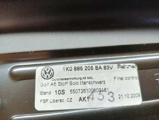 Подлокотник сиденье задний vw golf vi 1k0885205ba Цена
