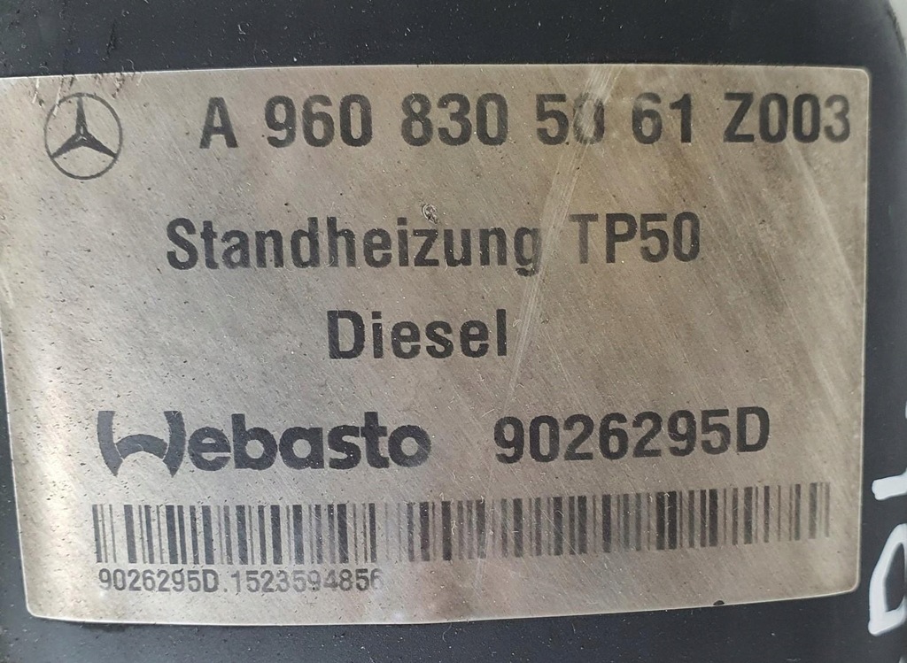 фото №8, Webasto стояночний додатковий обігрівач mercedes actros mp4 a9608305061