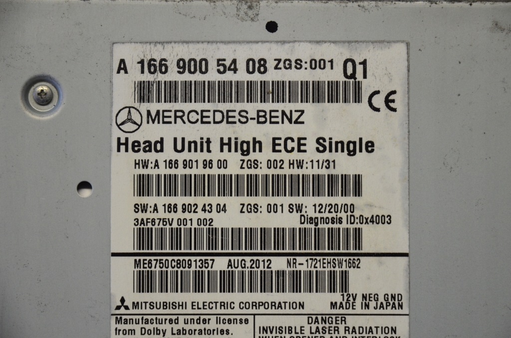 Mercedes benz gl 2012 радіо навігація a1669005408 Зі Шроту