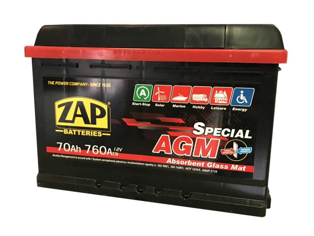 Купить Аккумулятор zap 70ah 760a special agm запуск стоп