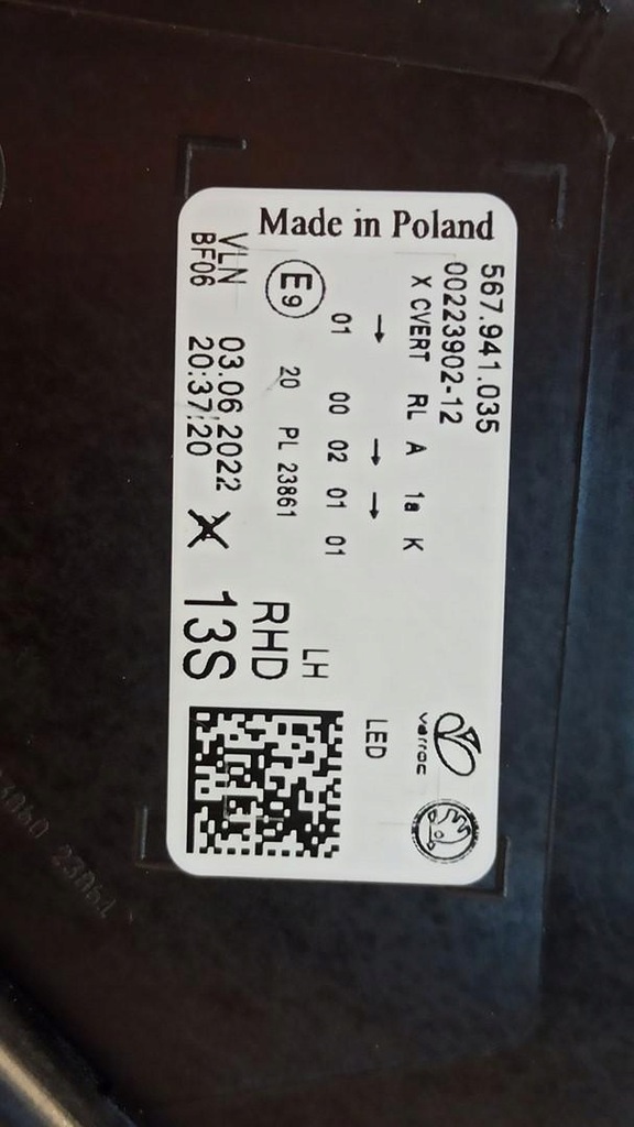 фото №8, Skoda kodiaq лампа левый перед anglik 567941035 rhd