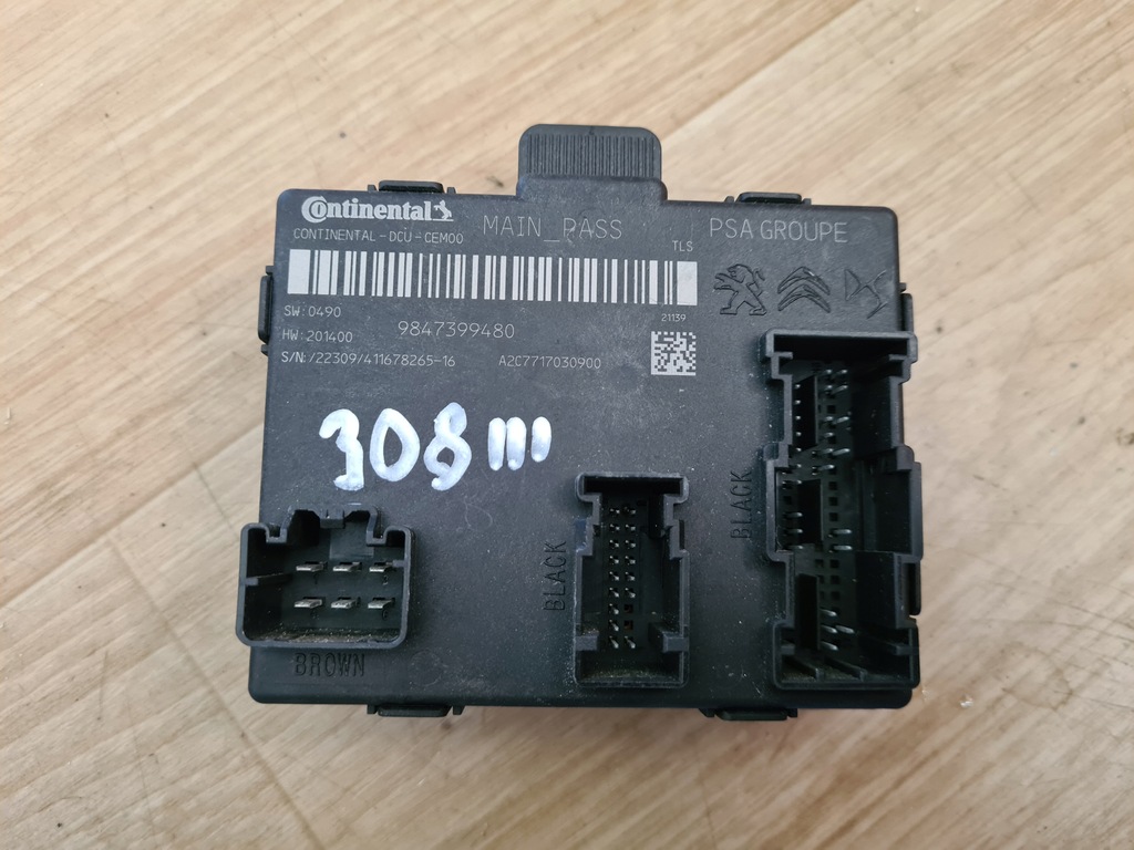 фото №1, Модуль дверь правый peugeot 308 iii t10 9847399480