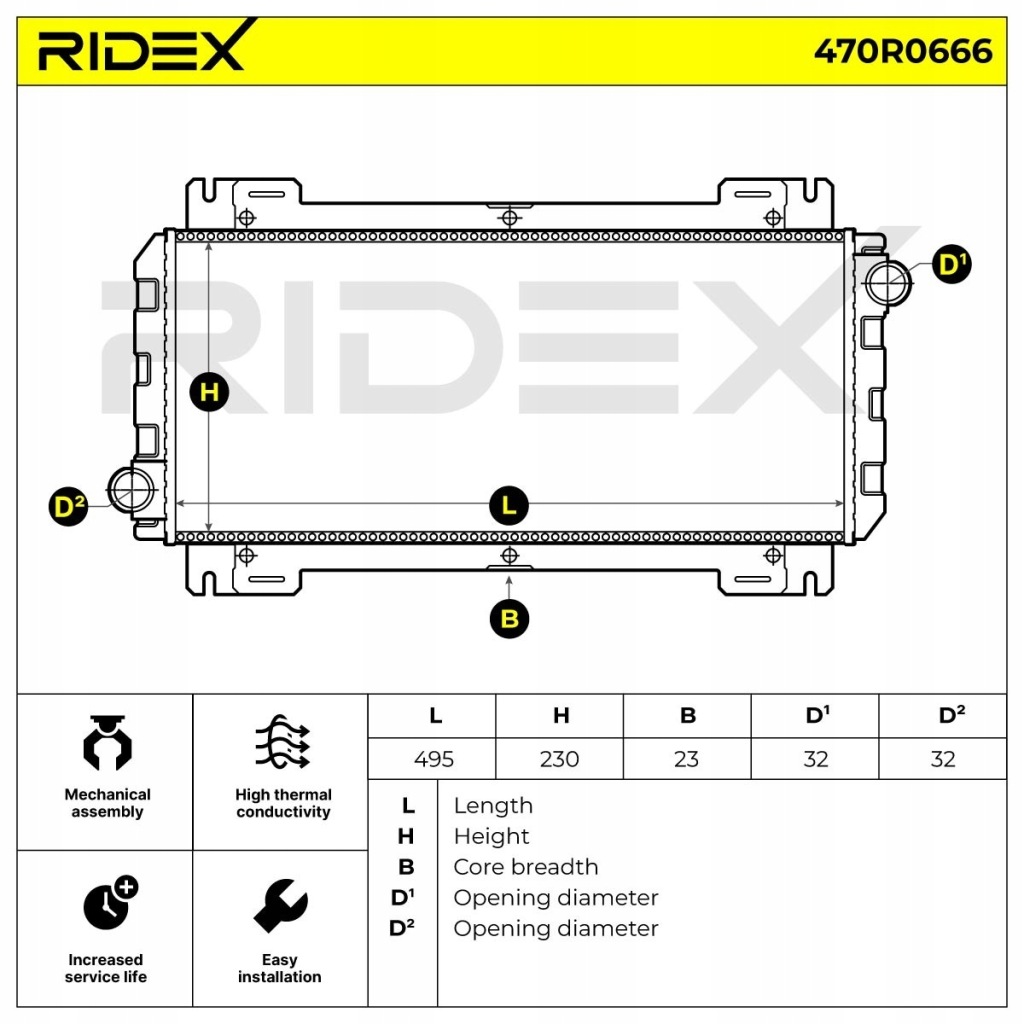 Радиатор воды ridex 470r0666 к ford fiesta 2 fbd fiesta 1 gfbt в Украине