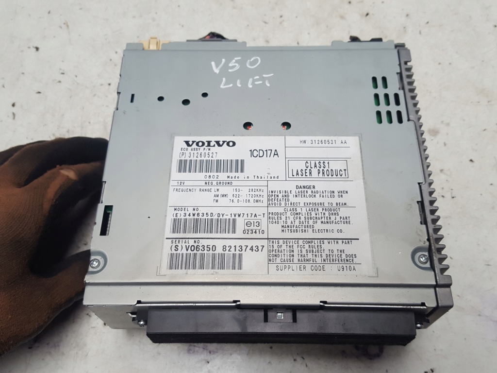 фото №2, Volvo v50 lift s40 ii 07-12r радіо зчитувач дисків cd
