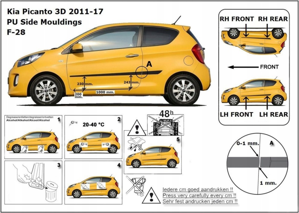 фото №4, Накладки бічний kia picanto ii, 2011-2017, 3-drzw.