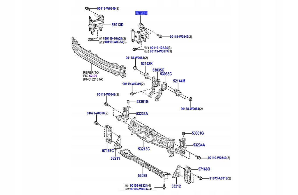 фото №1, 57014-k2010 зона балка бампера yaris cross