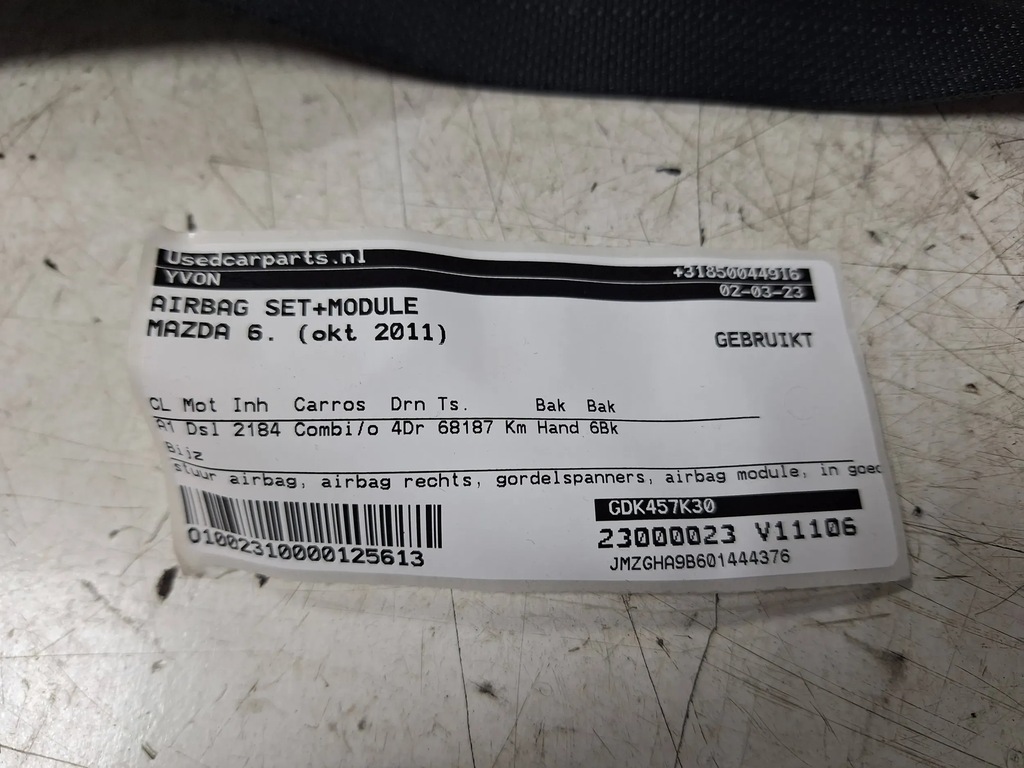 фото №6, Подушка безпеки панель приладів mazda 6 gh 07-12 eu