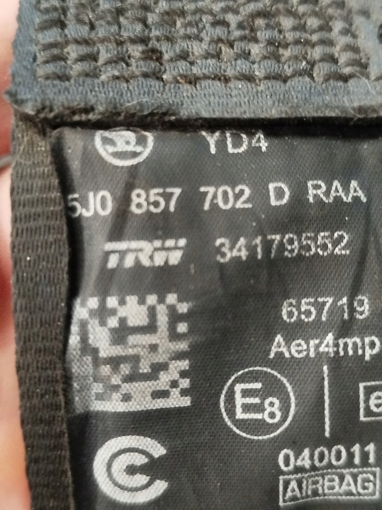 фото №6, Pas безопасности правый перед skoda roomster 5j0857702d