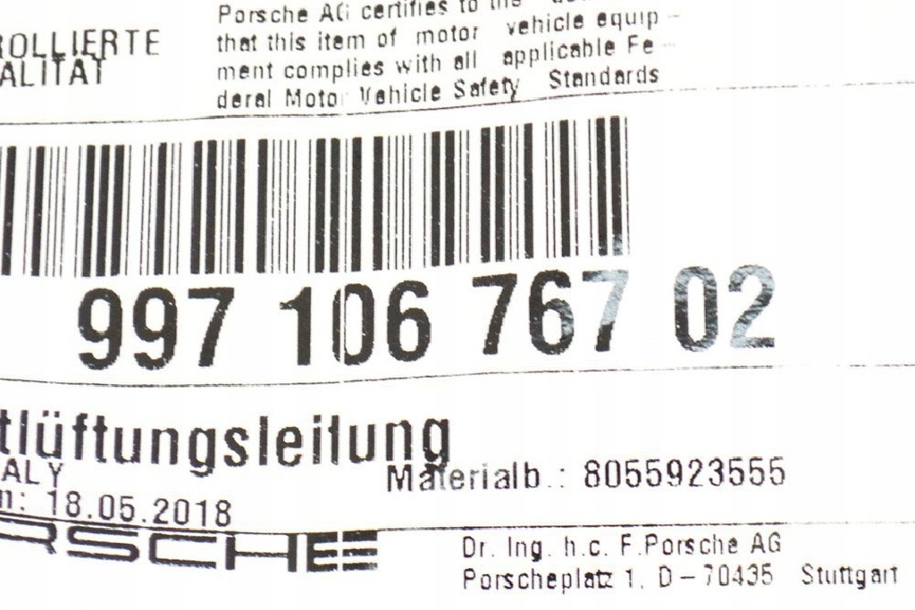 фото №6, Porsche 911 997 3.8i 280kw шланг вентиляционный системы 99710676702