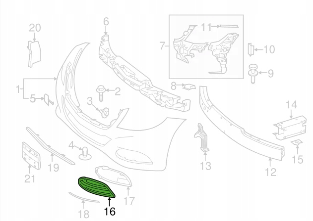 Mercedes-benz s-class w222 бампер передній правий решітка радіатора a2228850324 Ціна