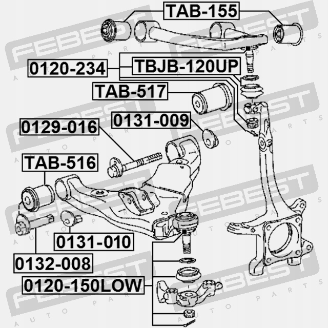 фото №12, Febest сайлентблок передней рычаг нижний toyota land cruiser prado