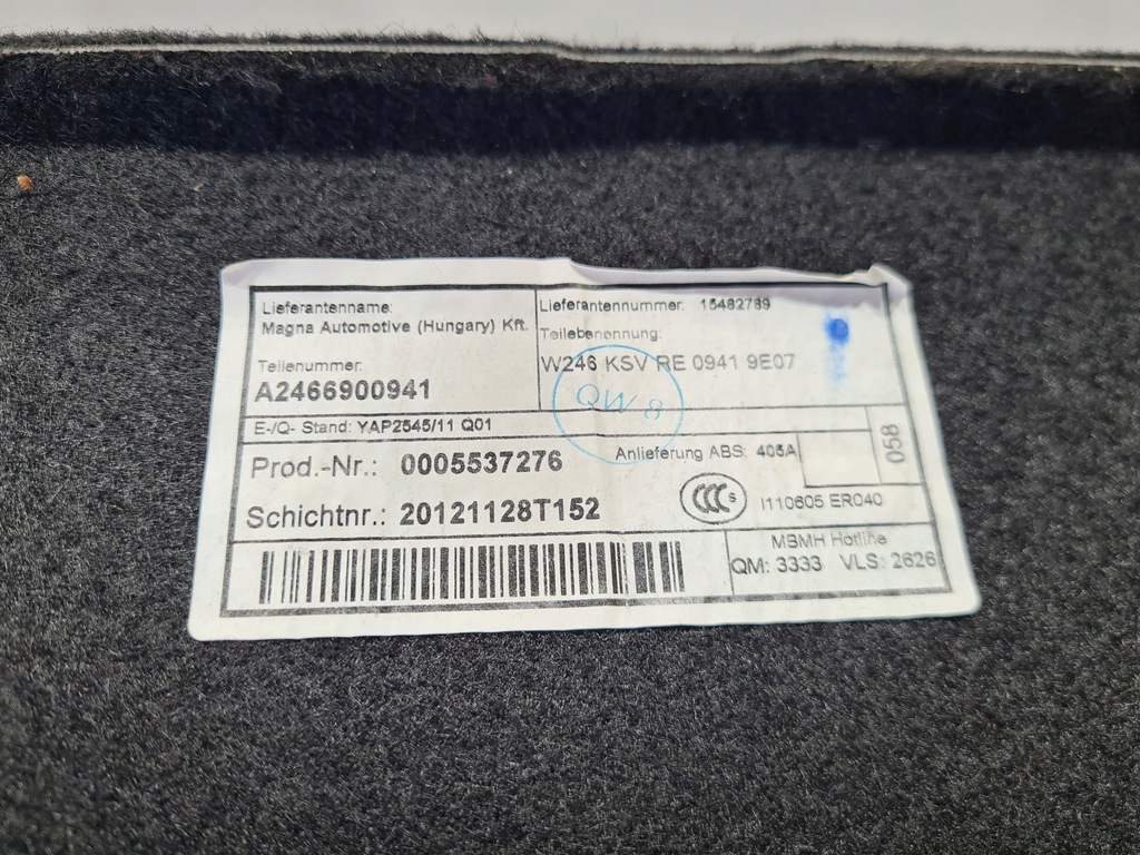 фото №8, Mercedes b-klasa w246 обшивка багажника правый