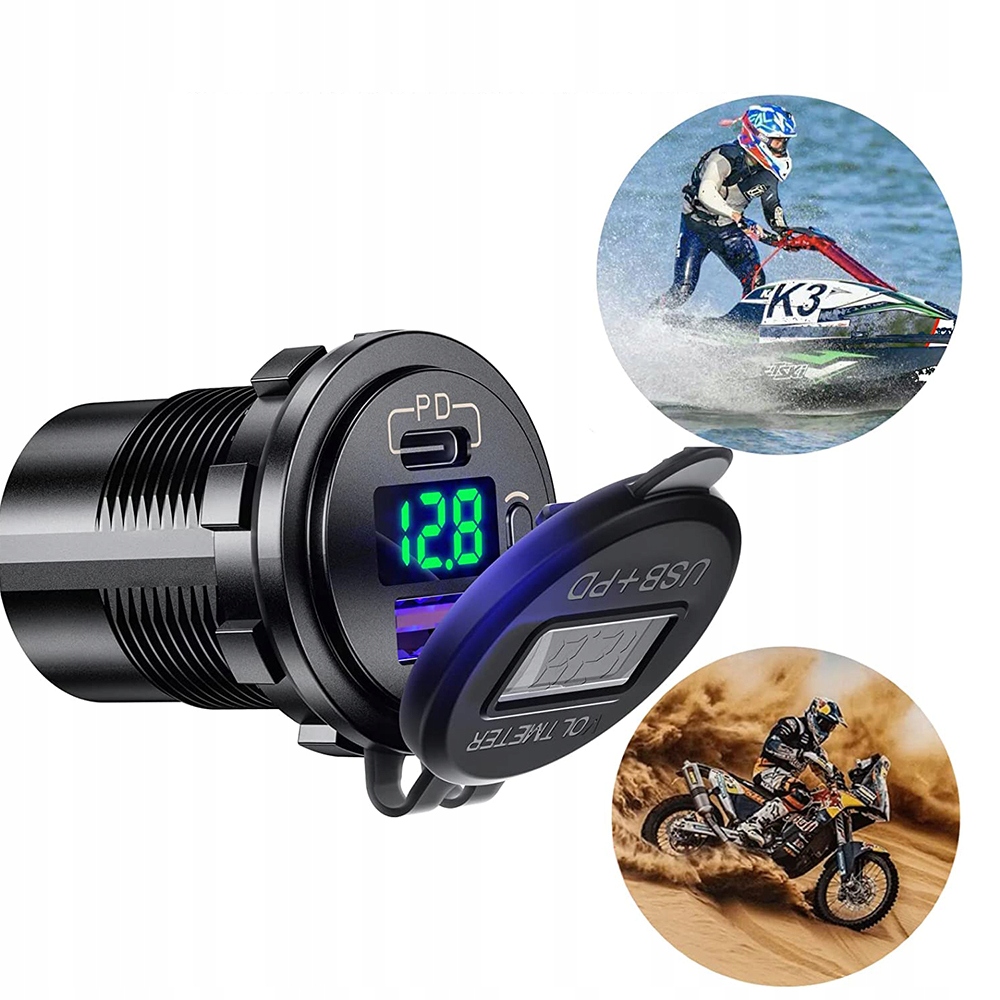 фото №9, Зарядний пристрій usb qc3.0 роз'єм прикурювача кнопка